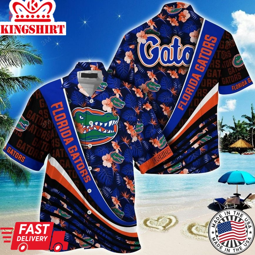 Ncaa Florida Gators Blue Black Trendy Hawaiian Shirt Aloha Shirt