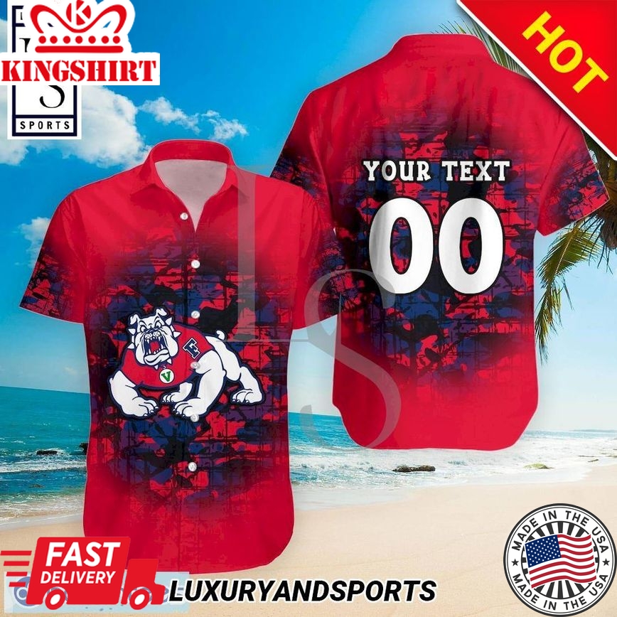 Ncaa Fresno State Bulldogs Custom Text Number Camouflage Vintage Trendy Hawaiian Shirt Aloha Shirt