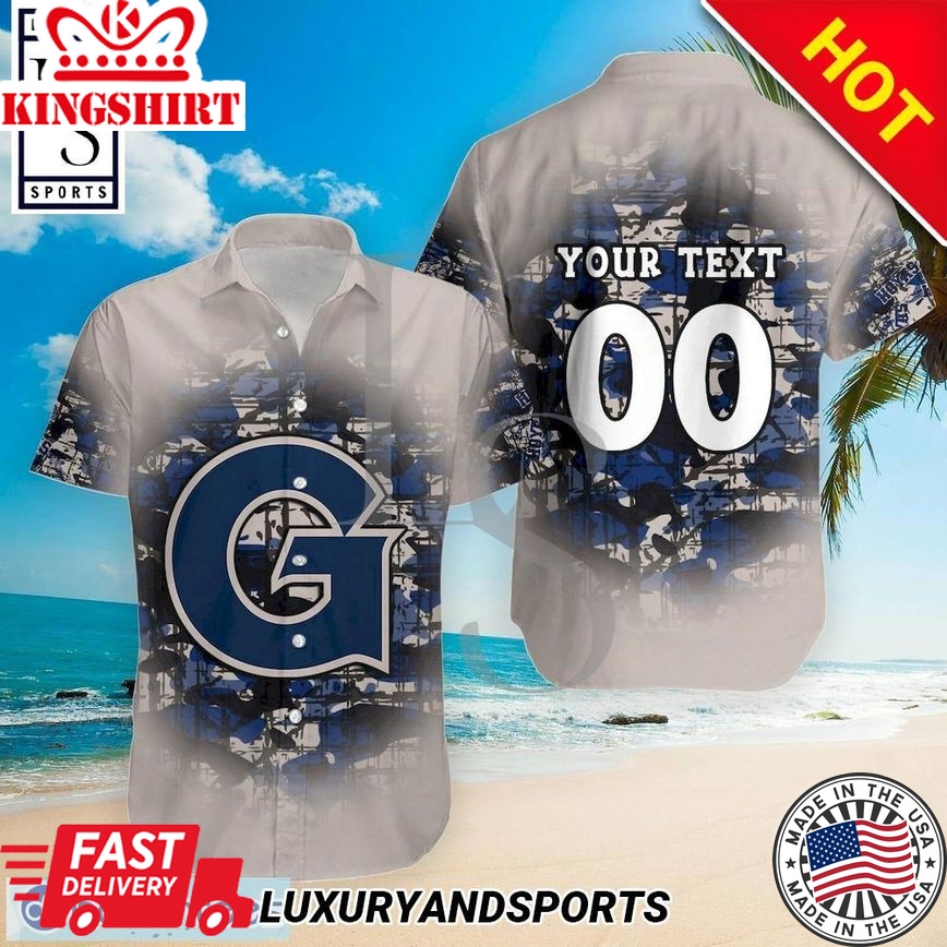 Ncaa Georgetown Hoyas Custom Text Number Camouflage Trendy Hawaiian Shirt Aloha Shirt