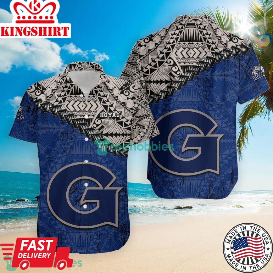 Ncaa Georgetown Hoyas Grunge Polynesian Tattoo Trendy Hawaiian Shirt Aloha Shirt