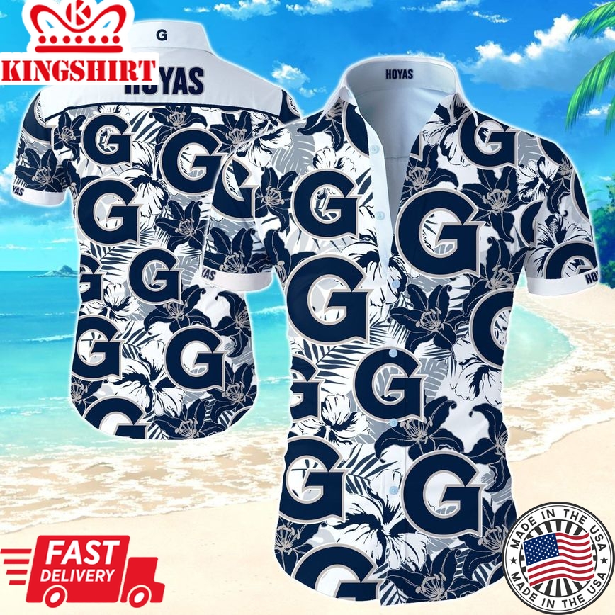 Ncaa Georgetown Hoyas Multi Logo Trendy Hawaiian Shirt Aloha Shirt