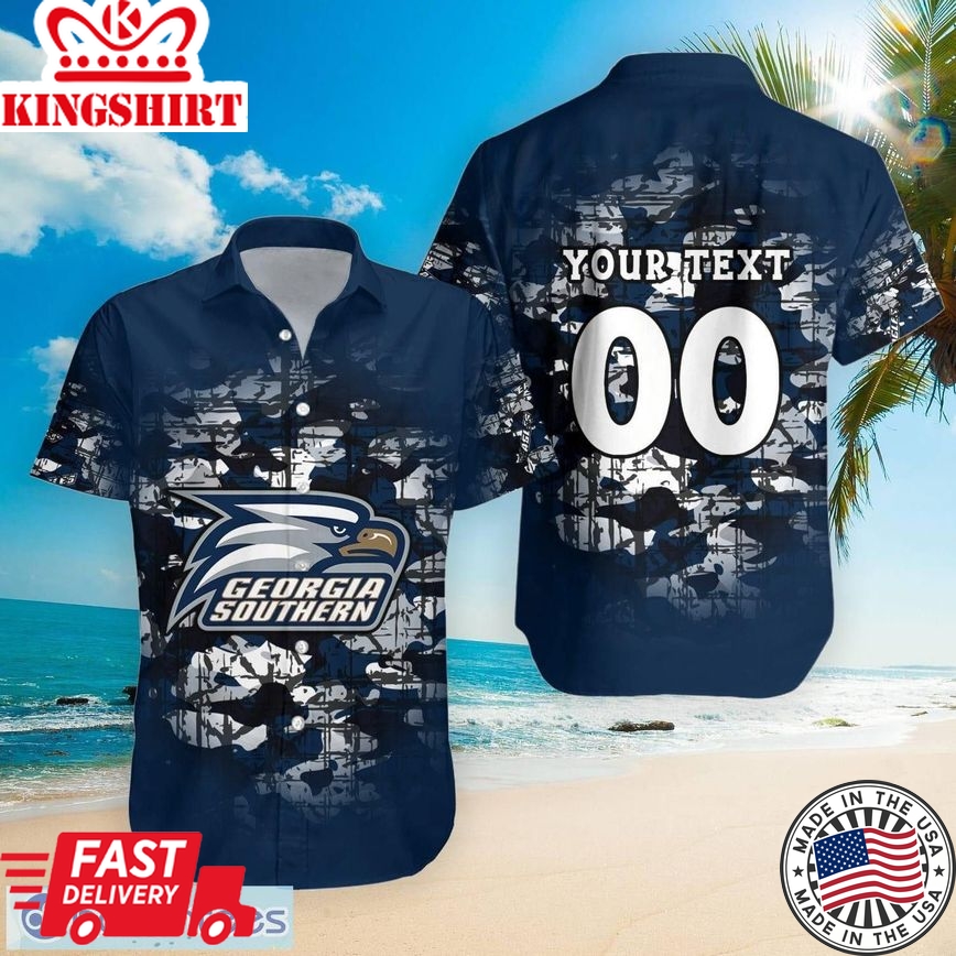 Ncaa Georgia Southern Eagles Camouflage Vintage Custom Name Number Trendy Hawaiian Shirt Aloha Shirt