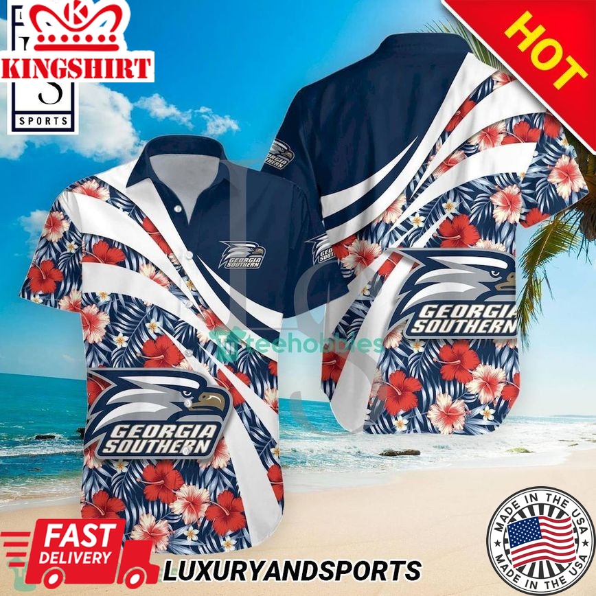 Ncaa Georgia Southern Eagles Hibiscus Tropical Flower Trendy Hawaiian Shirt Aloha Shirt