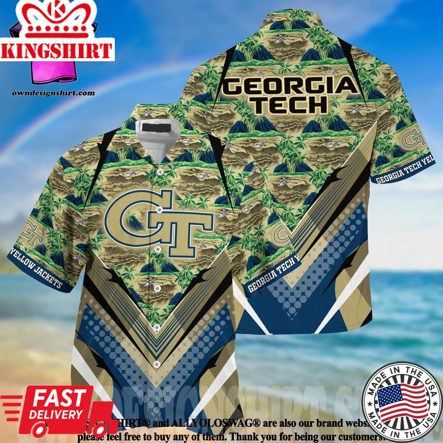 Ncaa Georgia Tech Yellow Jackets Tropical Island Trendy Hawaiian Shirt Aloha Shirt