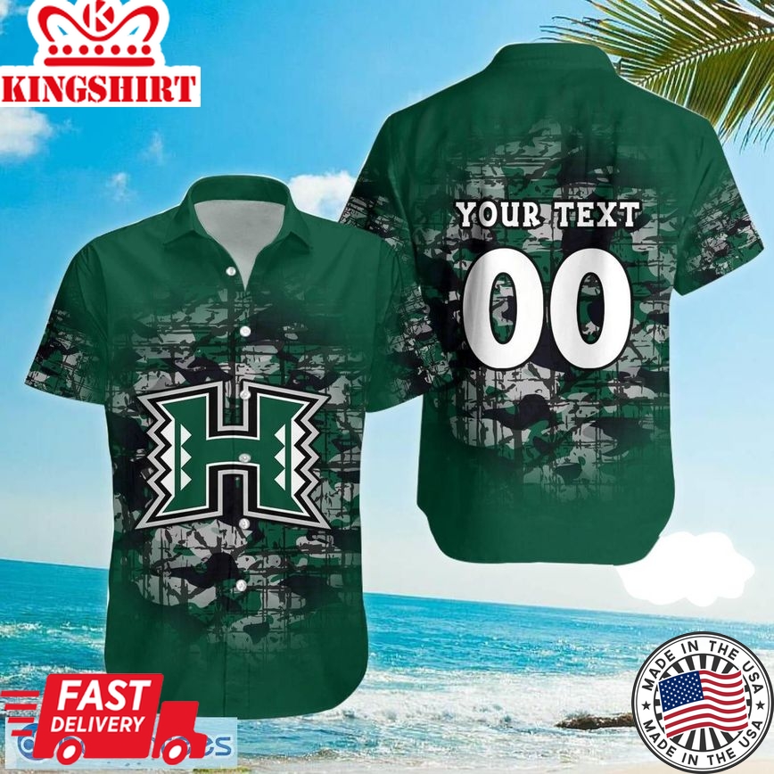 Ncaa Hawaii Rainbow Warriors Custom Text Number Camouflage Trendy Hawaiian Shirt Aloha Shirt