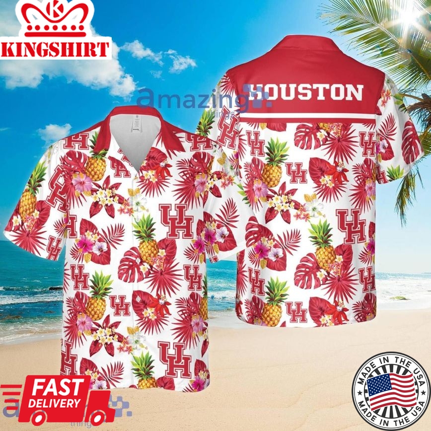 Ncaa Houston Cougars Pineapple Tropical Flower Trendy Hawaiian Shirt Aloha Shirt