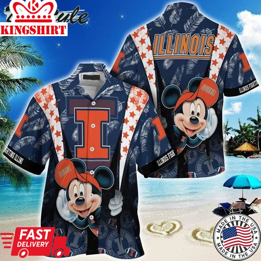 Ncaa Illinois Fighting Illini Mickey Mouse Trendy Hawaiian Shirt Aloha Shirt