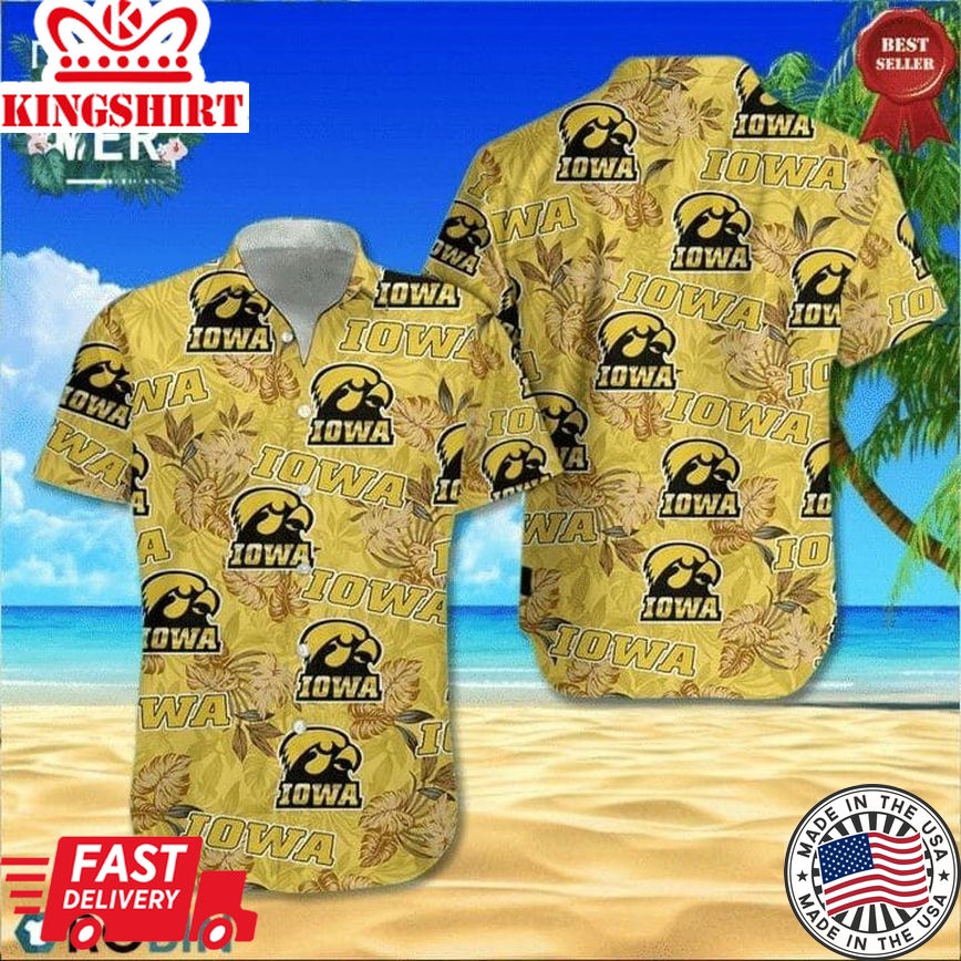 Ncaa Iowa Hawkeyes Gold Trendy Hawaiian Shirt Aloha Shirt