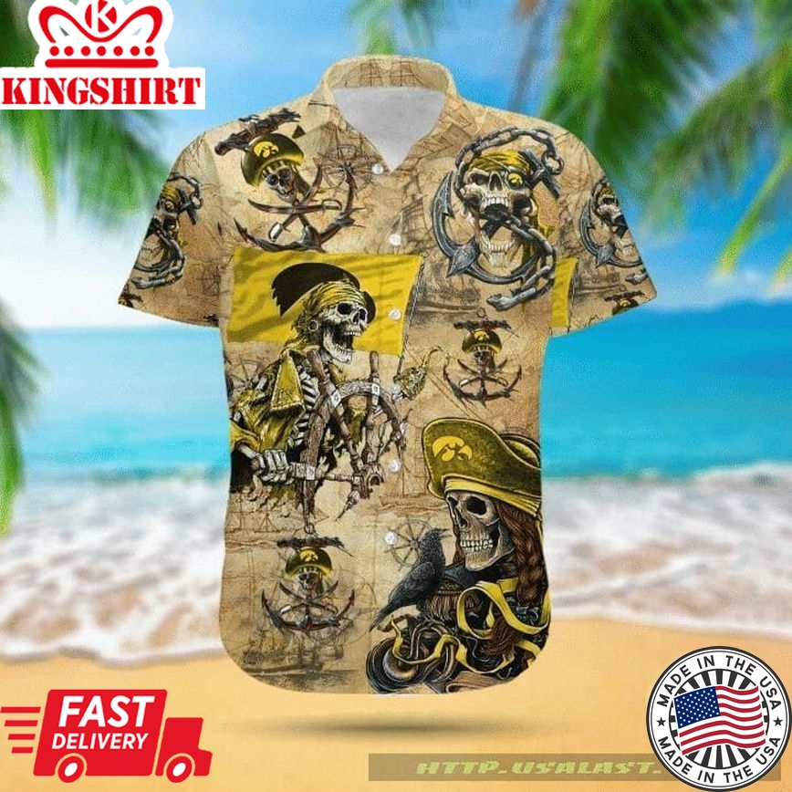 Ncaa Iowa Hawkeyes Skull Trendy Hawaiian Shirt Aloha Shirt