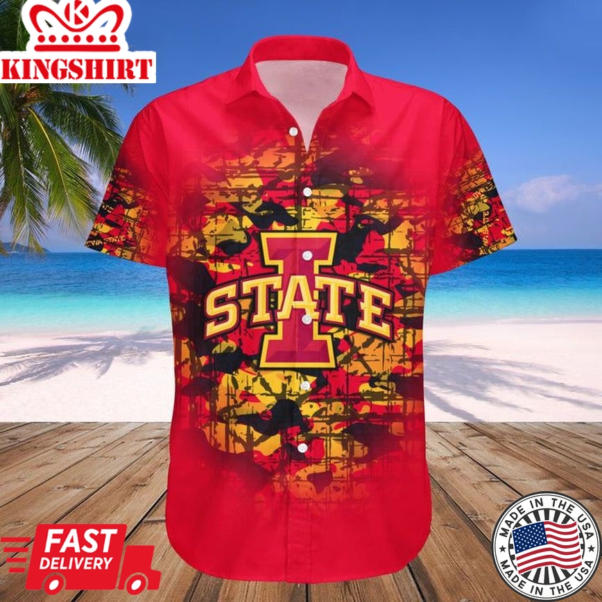 Ncaa Iowa State Cyclones Custom Text Number Cardinal Orange Trendy Hawaiian Shirt Aloha Shirt