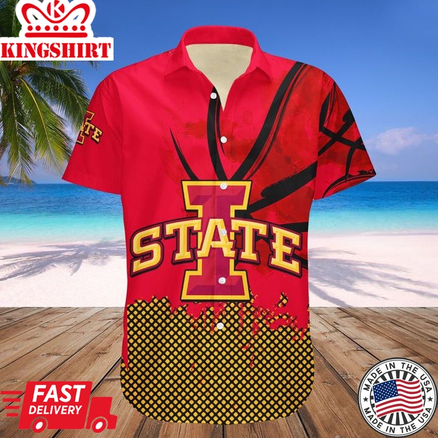 Ncaa Iowa State Cyclones Custom Text Number Cardinal Orange Trendy Hawaiian Shirt V5 Aloha Shirt