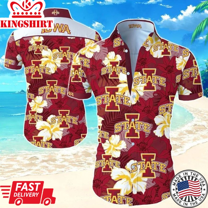 Ncaa Iowa State Cyclones Gold Cardinal Flowers Trendy Hawaiian Shirt Aloha Shirt