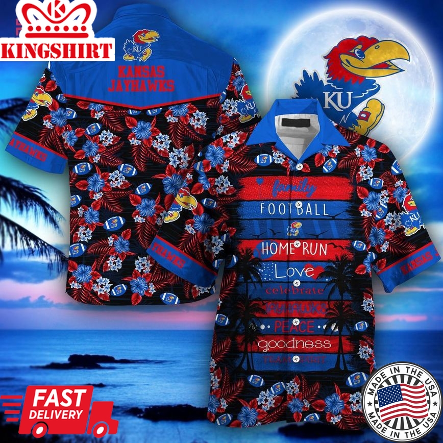 Ncaa Kansas Jayhawks Black Blue Trendy Hawaiian Shirt Aloha Shirt