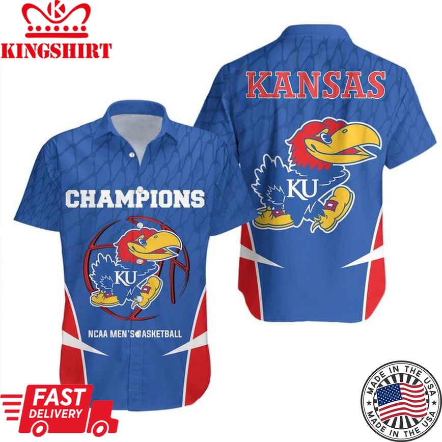 Ncaa Kansas Jayhawks Blue Basketball Champions Trendy Hawaiian Shirt Aloha Shirt