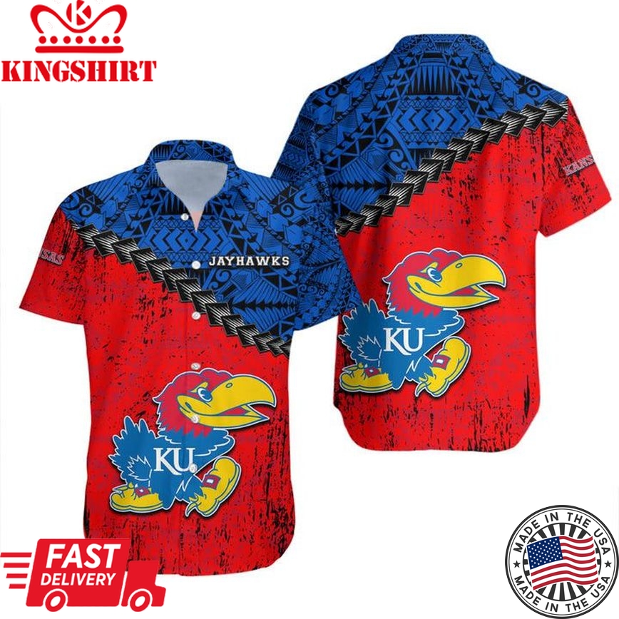 Ncaa Kansas Jayhawks Blue Red Trendy Hawaiian Shirt V3 Aloha Shirt