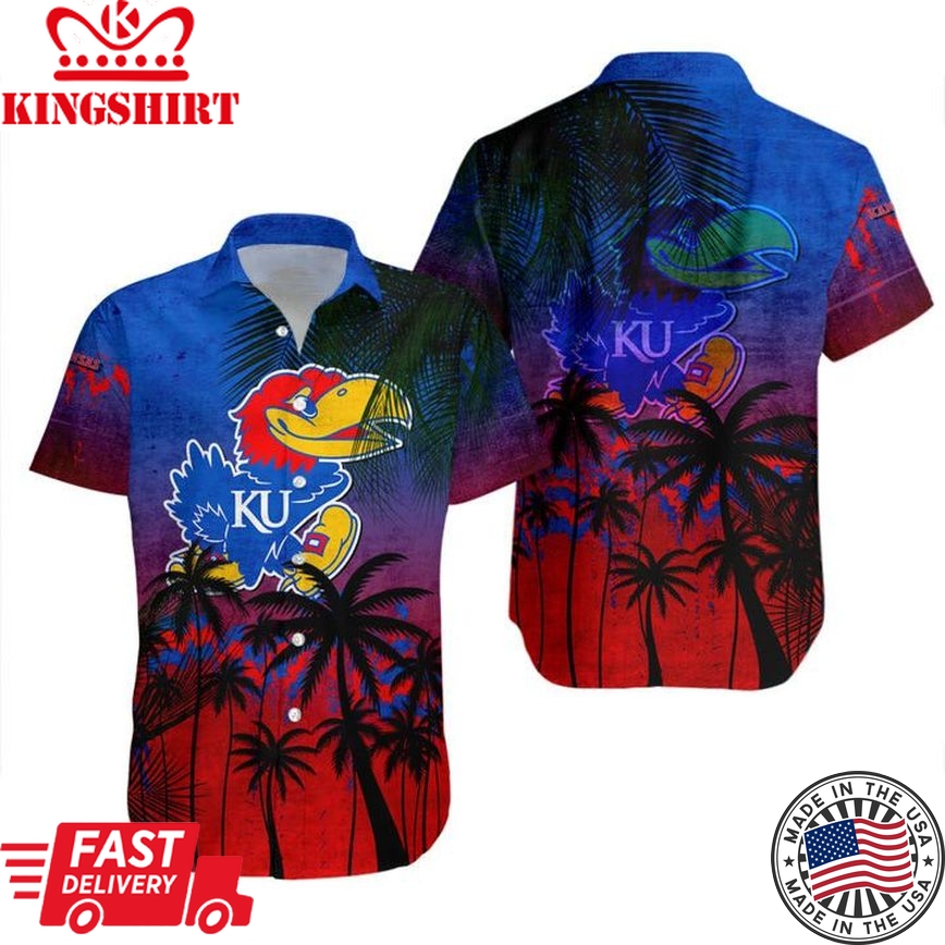 Ncaa Kansas Jayhawks Coconut Tree Tropical Trendy Hawaiian Shirt Aloha Shirt