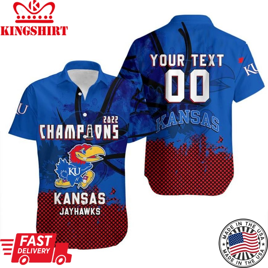 Ncaa Kansas Jayhawks Custom Text Number Champions 2022 Trendy Hawaiian Shirt Aloha Shirt