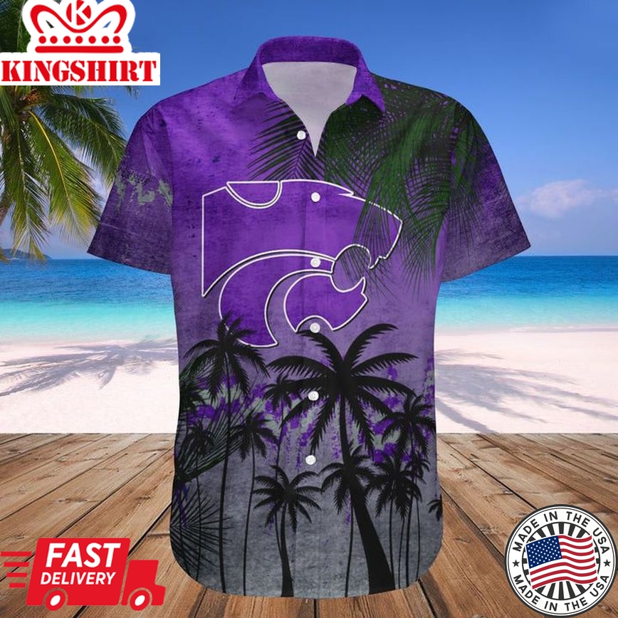 Ncaa Kansas State Wildcats Coconut Tree Purple Trendy Hawaiian Shirt Aloha Shirt