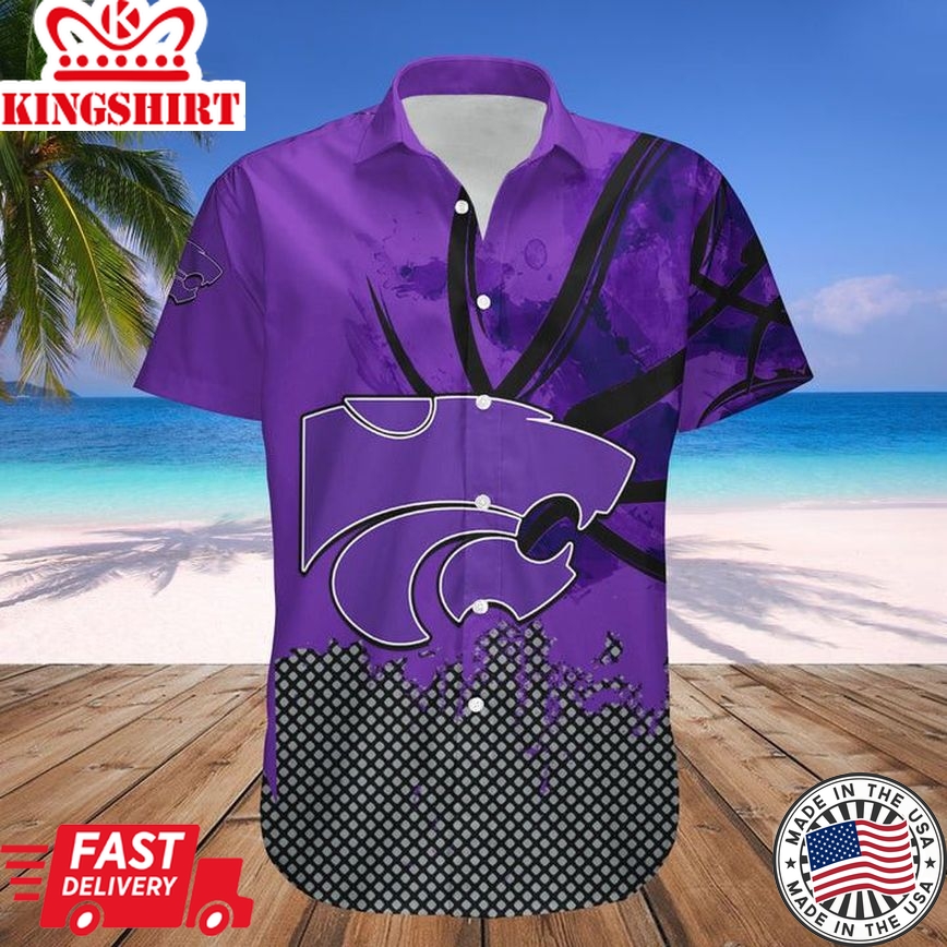 Ncaa Kansas State Wildcats Custom Text Number Purple Grunge Trendy Hawaiian Shirt Aloha Shirt