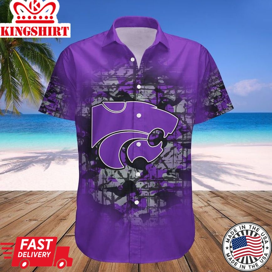 Ncaa Kansas State Wildcats Custom Text Number Purple Silver Trendy Hawaiian Shirt V4 Aloha Shirt