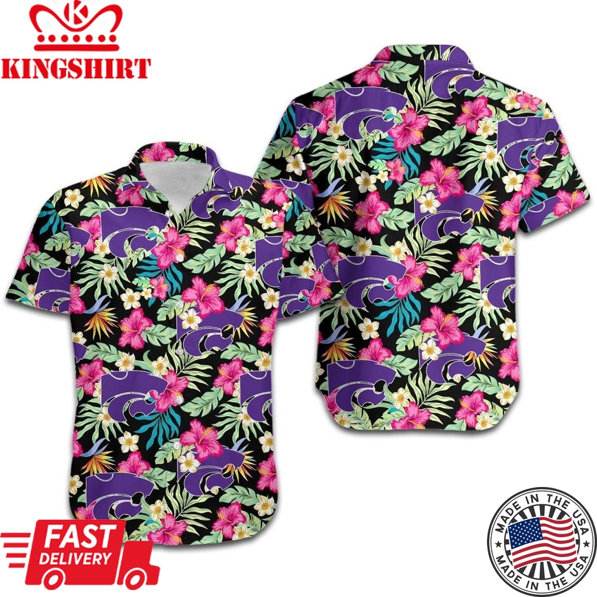 Ncaa Kansas State Wildcats Pink Purple Flowers Tropical Trendy Hawaiian Shirt Aloha Shirt