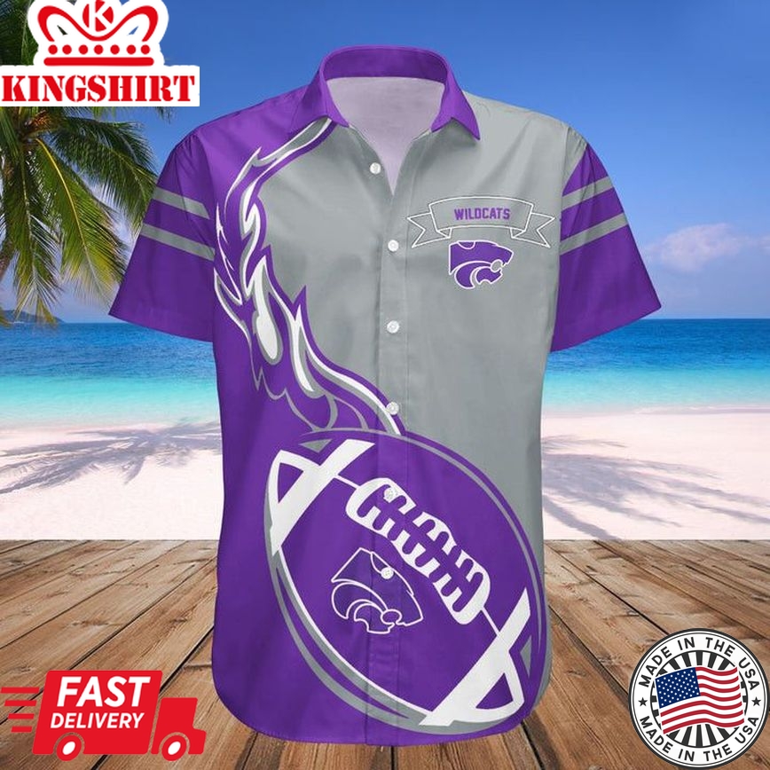 Ncaa Kansas State Wildcats Purple Flame Ball Silver Trendy Hawaiian Shirt Aloha Shirt