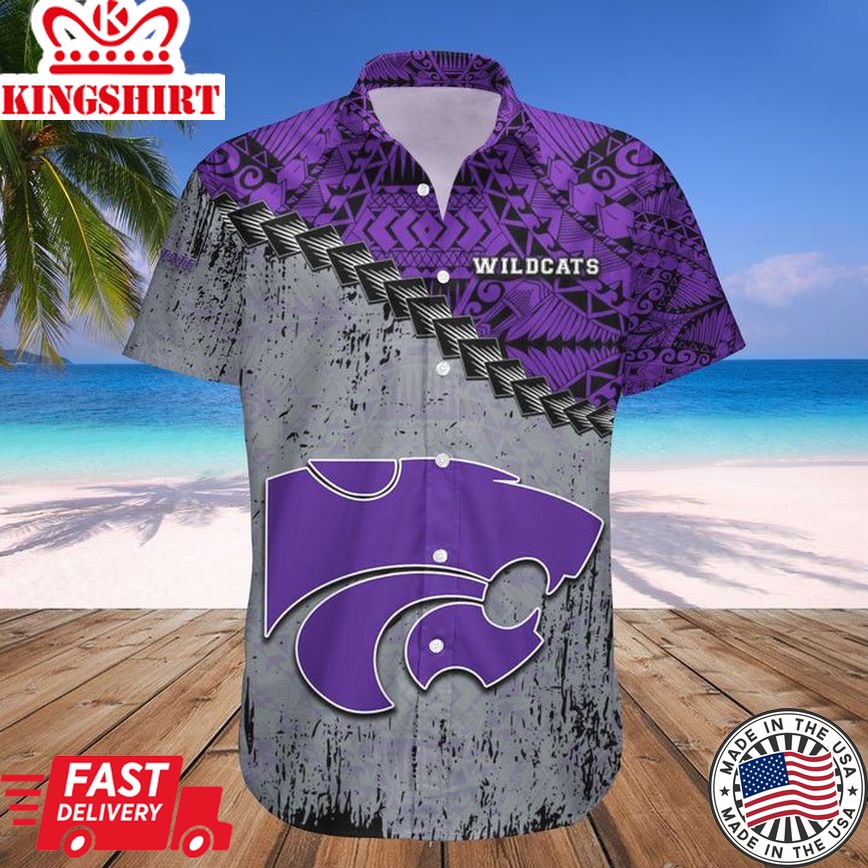 Ncaa Kansas State Wildcats Silver Purple Polynesian Trendy Hawaiian Shirt V6 Aloha Shirt