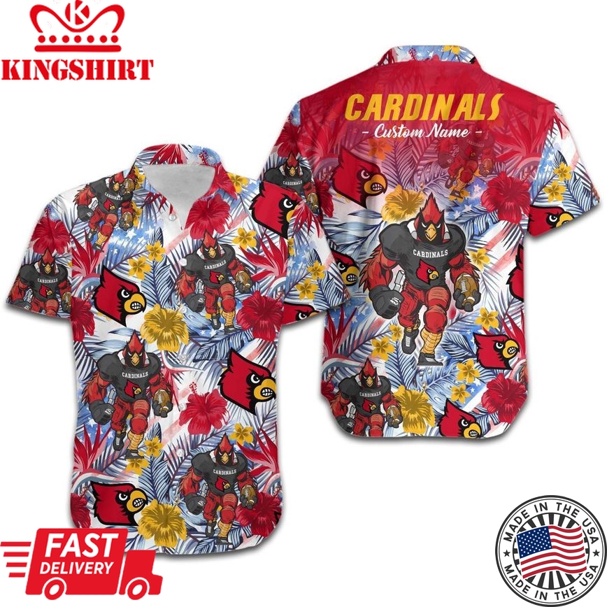 Ncaa Louisville Cardinals Custom Name Mascot Trendy Hawaiian Shirt Aloha Shirt