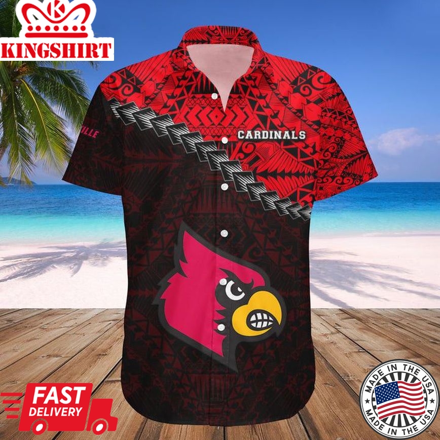 Ncaa Louisville Cardinals Red Black Trendy Hawaiian Shirt V2 Aloha Shirt