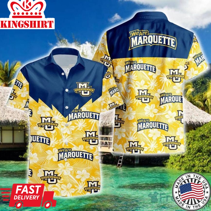 Ncaa Marquette Golden Eagles Tropical Seamless Trendy Hawaiian Shirt Aloha Shirt