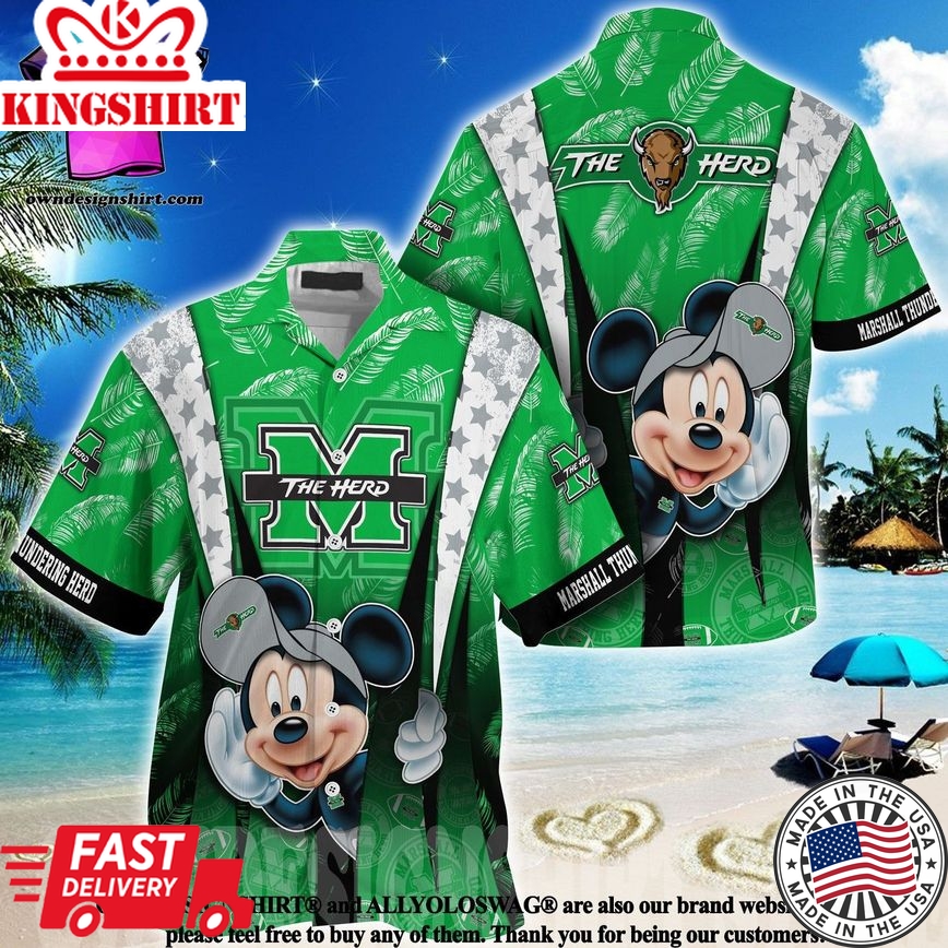 Ncaa Marshall Thundering Herd Mickey Mouse Trendy Hawaiian Shirt Aloha Shirt