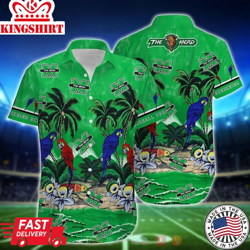 Ncaa Marshall Thundering Herd Parrot Trendy Hawaiian Shirt Aloha Shirt