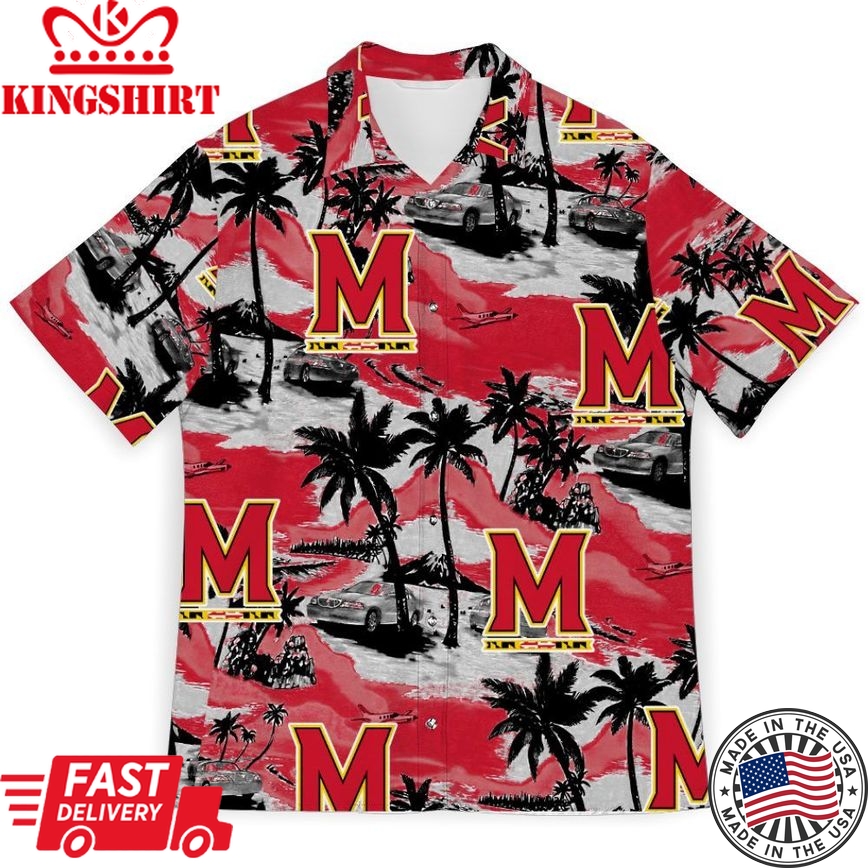 Ncaa Maryland Terrapins Coconut Trees Car Trendy Hawaiian Shirt Aloha Shirt