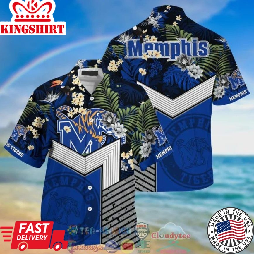 Ncaa Memphis Tigers Tropical Flowers Trendy Hawaiian Shirt Aloha Shirt