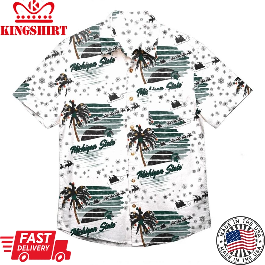 Ncaa Michigan State Spartans White Trendy Hawaiian Shirt Aloha Shirt