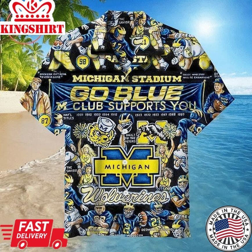 Ncaa Michigan Wolverines Go Blue Club Trendy Hawaiian Shirt Aloha Shirt