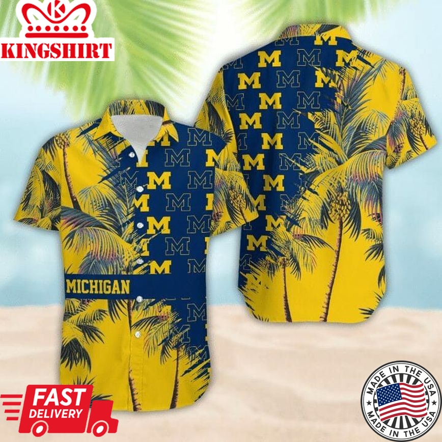 Ncaa Michigan Wolverines Maize Blue Coconut Trendy Hawaiian Shirt Aloha Shirt