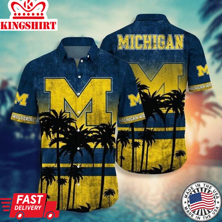 Ncaa Michigan Wolverines Maize Blue Coconut Trendy Hawaiian Shirt V2 Aloha Shirt