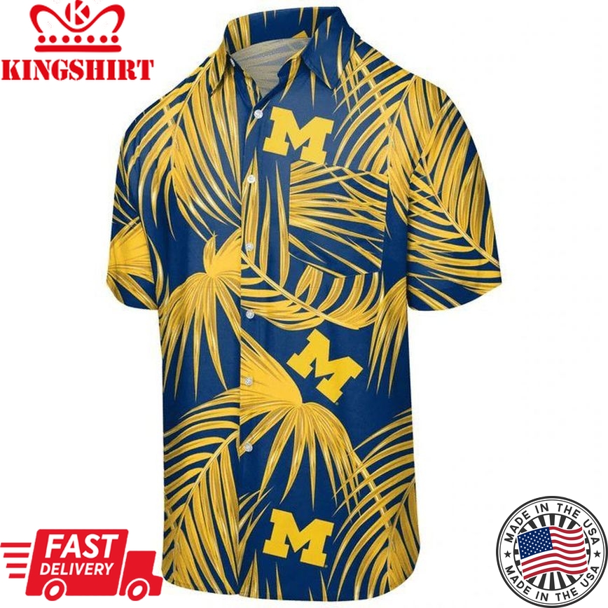 Ncaa Michigan Wolverines Maize Blue Leaves Trendy Hawaiian Shirt Aloha Shirt