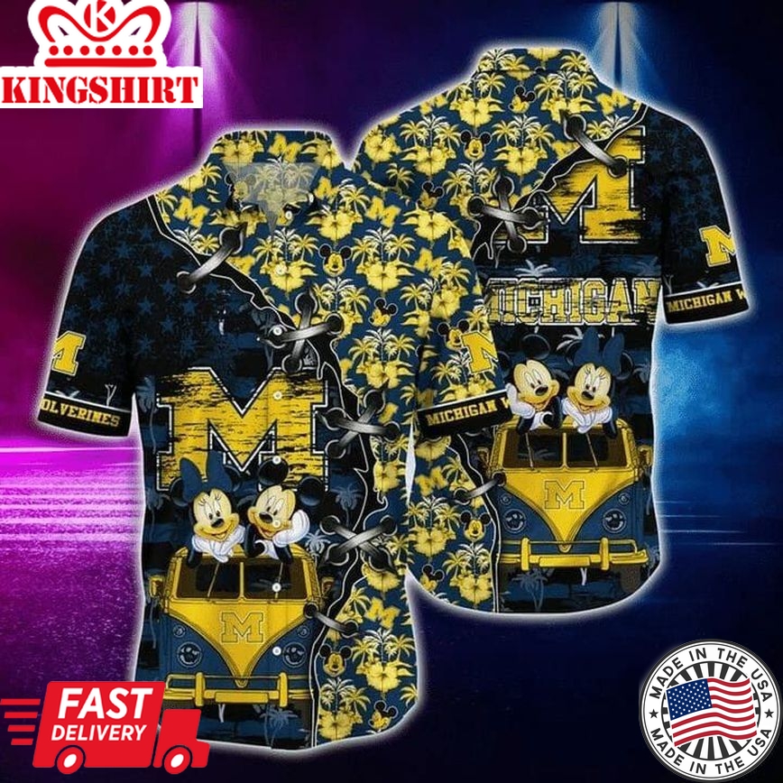 Ncaa Michigan Wolverines Mickey And Daisy Trendy Hawaiian Shirt Aloha Shirt