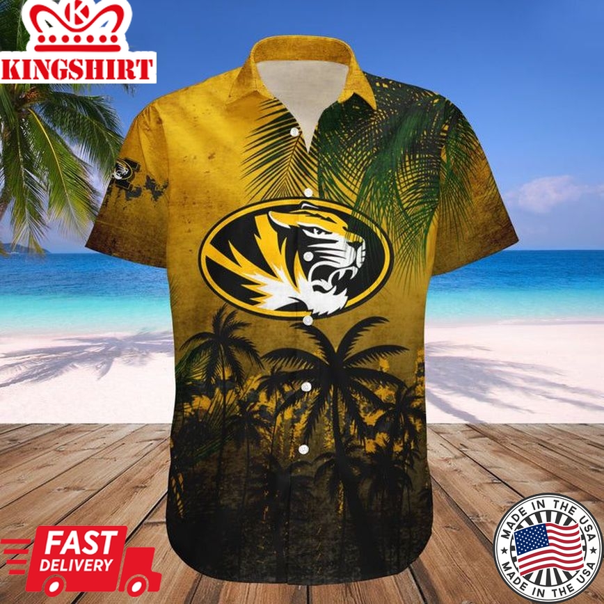 Ncaa Missouri Tigers Black Coconut Tree Gold Trendy Hawaiian Shirt Aloha Shirt