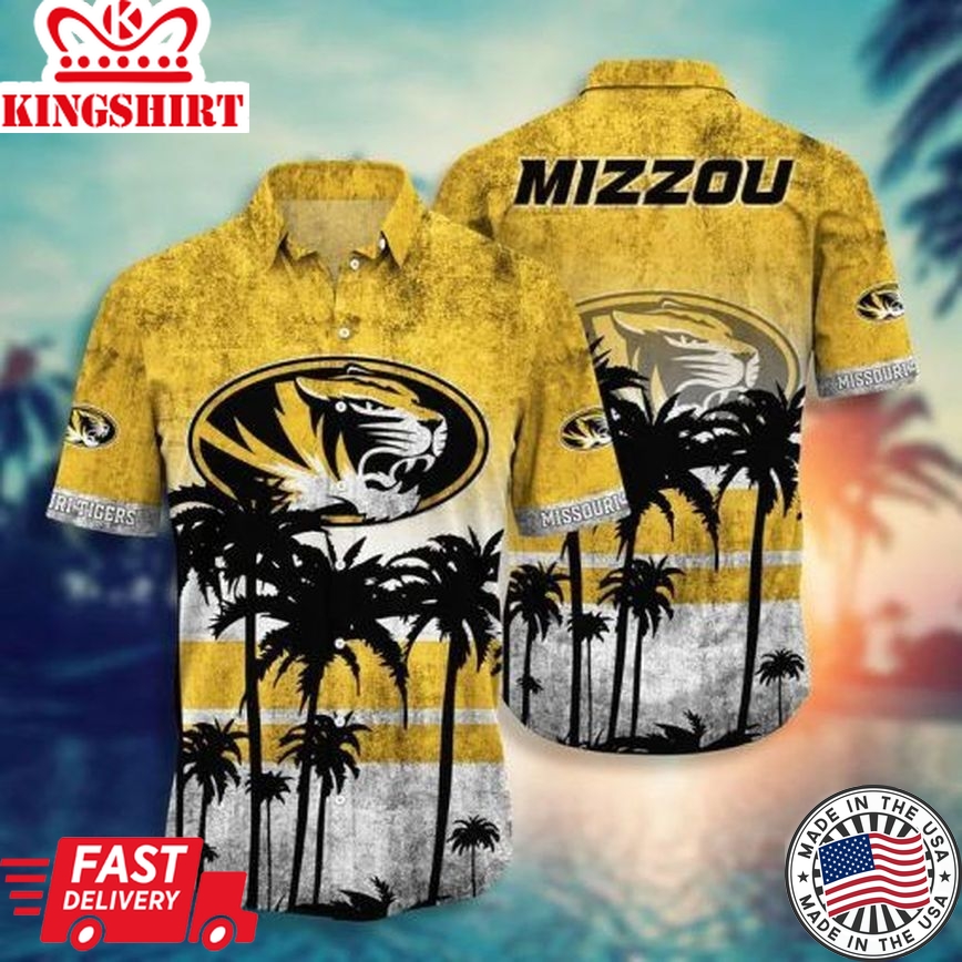 Ncaa Missouri Tigers Coconut Tree Gold Trendy Hawaiian Shirt Aloha Shirt