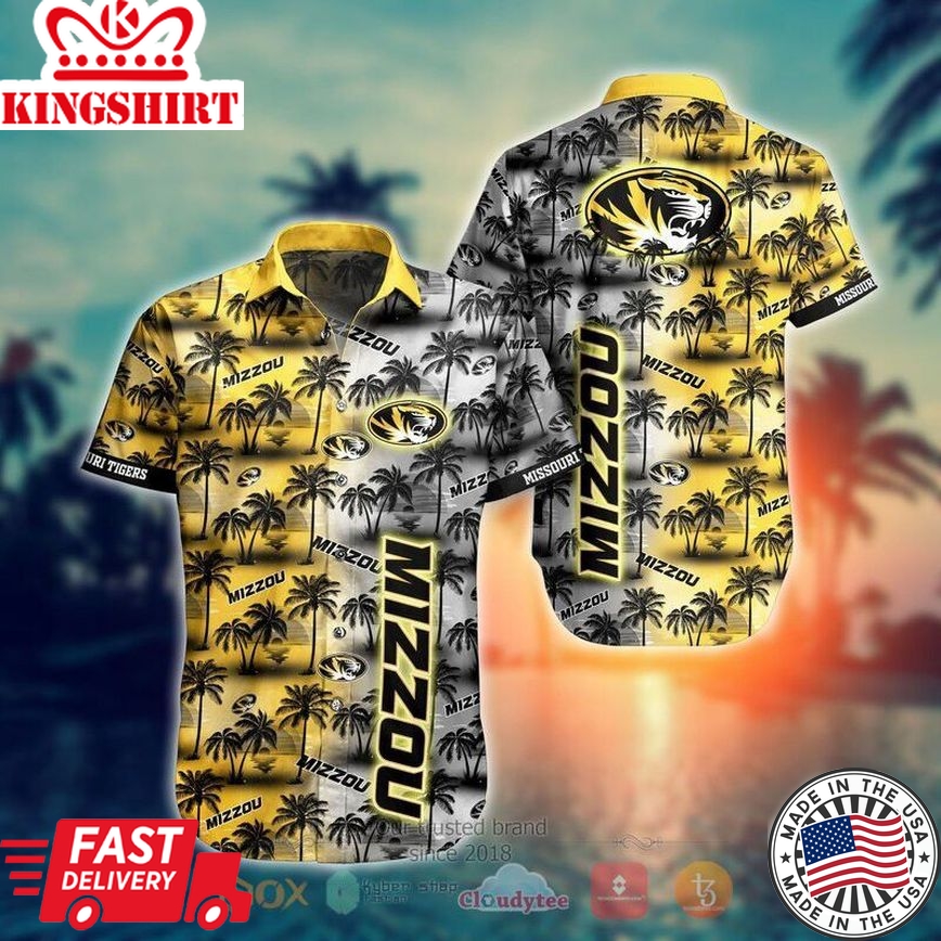 Ncaa Missouri Tigers Coconut Tree Gold Trendy Hawaiian Shirt V2 Aloha Shirt