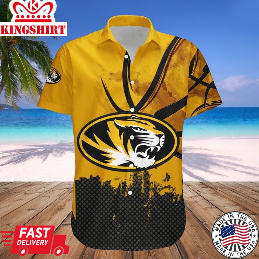 Ncaa Missouri Tigers Custom Text Number Gold Black Trendy Hawaiian Shirt V4 Aloha Shirt