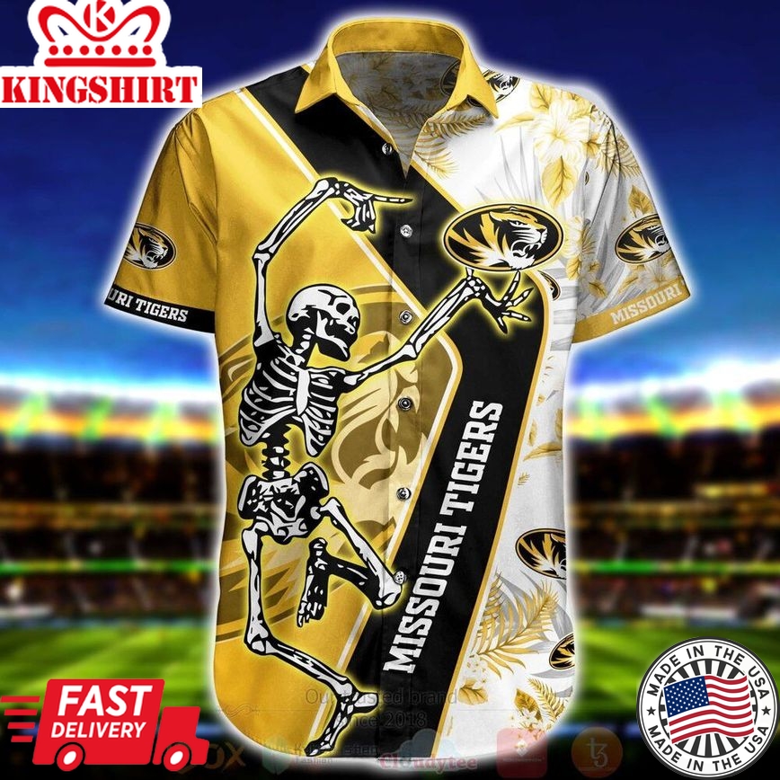 Ncaa Missouri Tigers Skeleton Gold Black Trendy Hawaiian Shirt Aloha Shirt