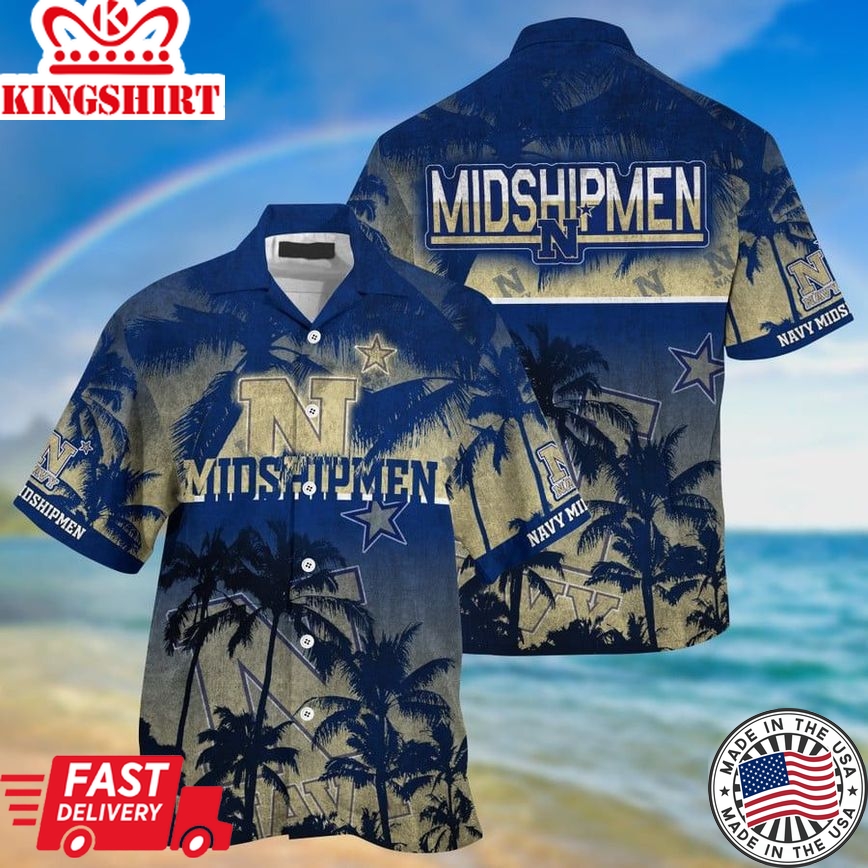 Ncaa Navy Midshipmen Coconut Tree Trendy Hawaiian Shirt Aloha Shirt