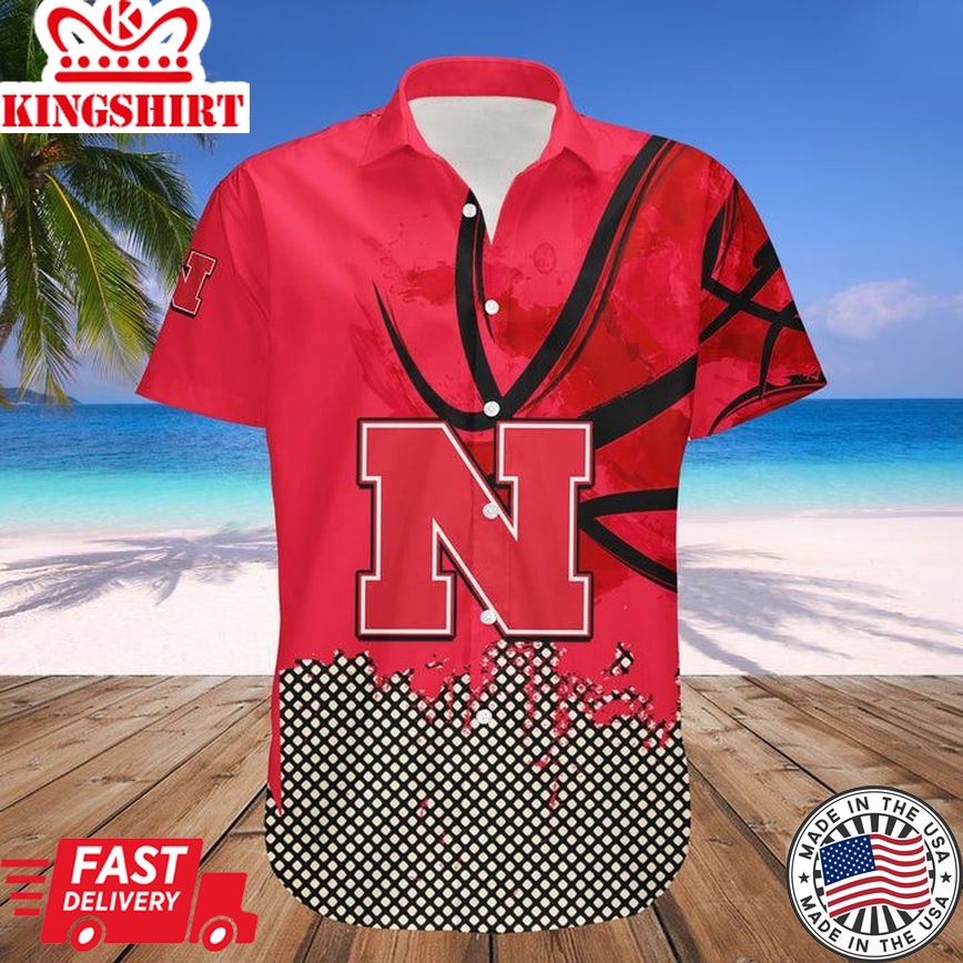 Ncaa Nebraska Cornhuskers Custom Text Number Red Black Trendy Hawaiian Shirt Aloha Shirt