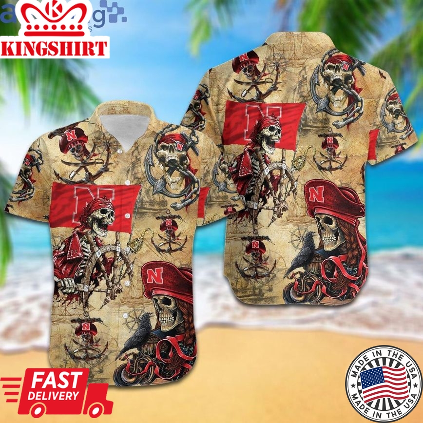 Ncaa Nebraska Cornhuskers Gold Skull Trendy Hawaiian Shirt Aloha Shirt