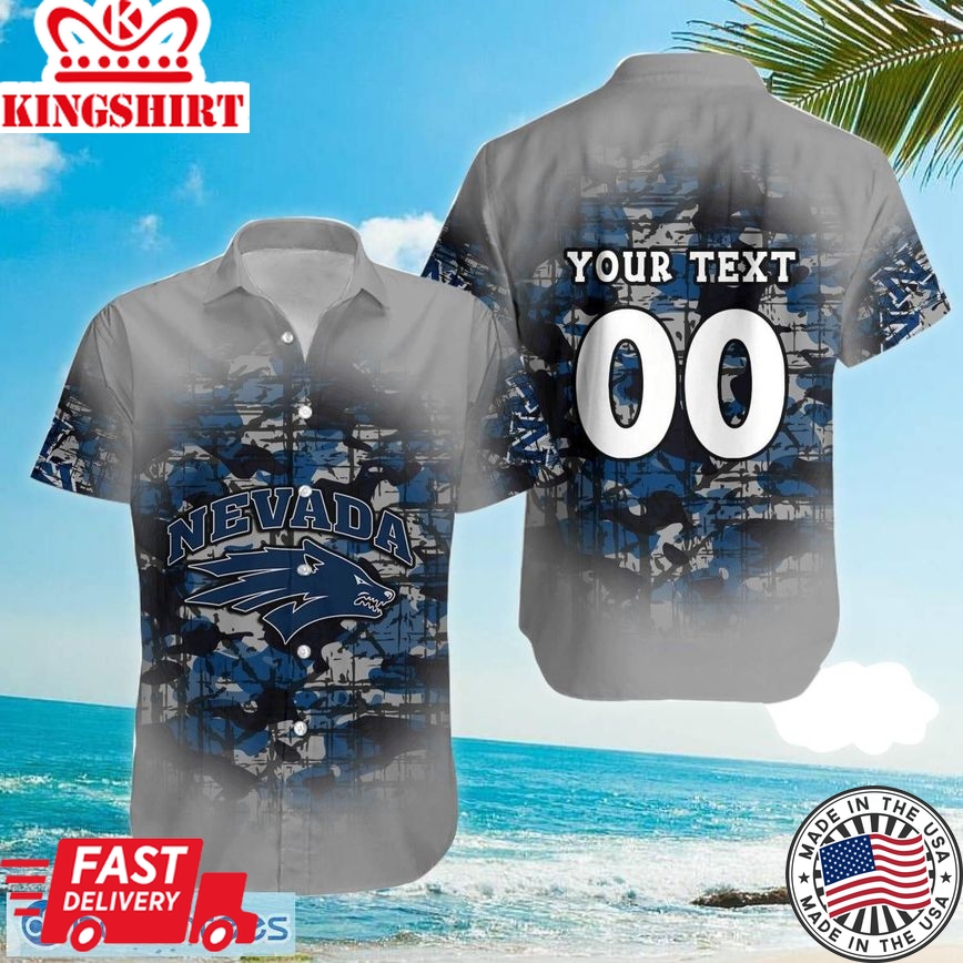 Ncaa Nevada Wolf Pack Custom Text Number Camouflage Vintage Trendy Hawaiian Shirt Aloha Shirt