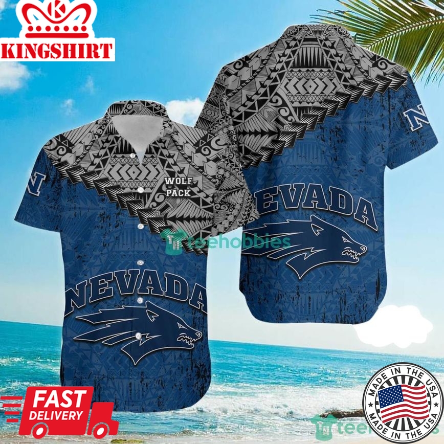 Ncaa Nevada Wolf Pack Grunge Polynesian Tattoo Trendy Hawaiian Shirt Aloha Shirt